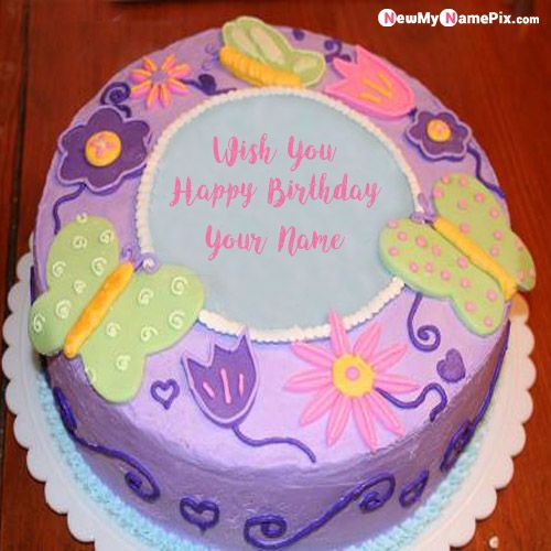 Butterfly Birthday Cake Wishes Image With My Name Profile Pic